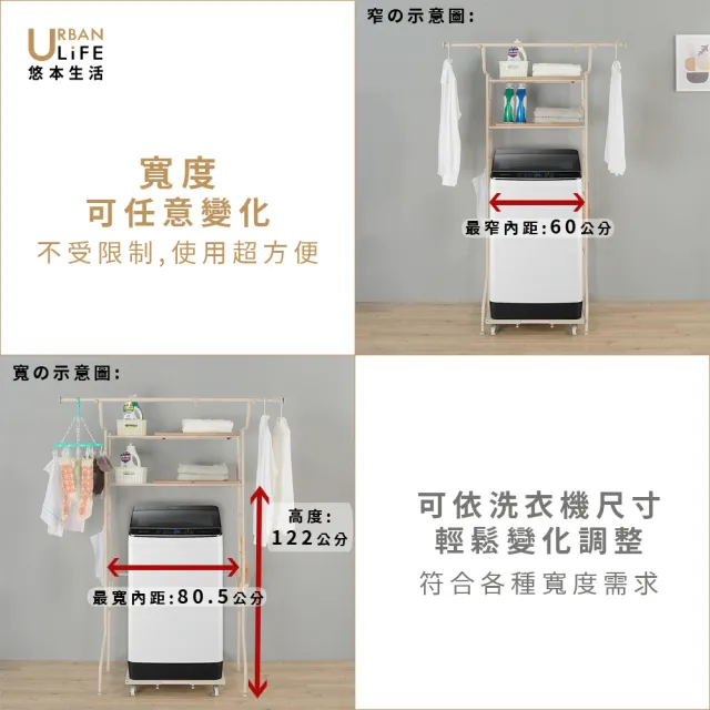 【URBAN LiFE 悠本生活】多功能洗衣機收納架附木板(多功能置物架滾筒式洗衣機置物架馬桶架雙層置物架 )