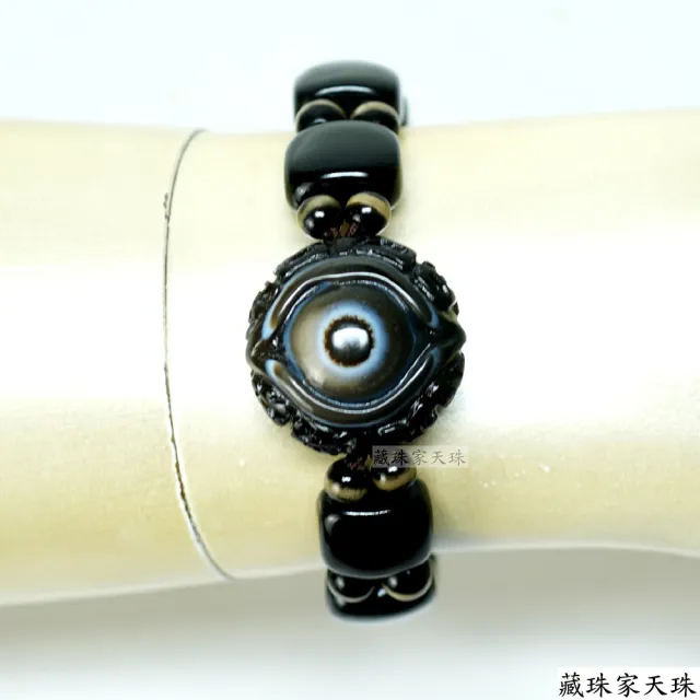 【藏珠家】精品24mm財咒天眼+十字金剛杵天珠手鍊