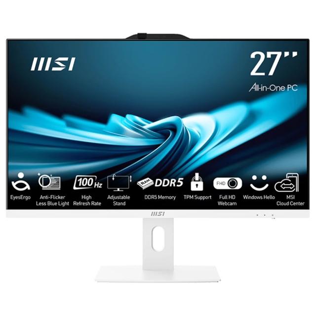 【MSI 微星】i7特仕液晶電腦(PRO AP272P 14M-497TW/i7-14700/16G/1T SSD/Win11Pro/白色)