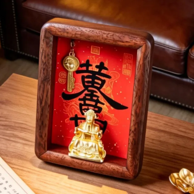 【LEEHER】黃財神/聚寶盆/招財擺件/開運風水擺飾/居家客廳/玄關擺設/黑胡桃實木/喬遷新居/招財進寶