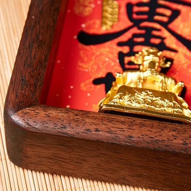 【LEEHER】黃財神/聚寶盆/招財擺件/開運風水擺飾/居家客廳/玄關擺設/黑胡桃實木/喬遷新居/招財進寶