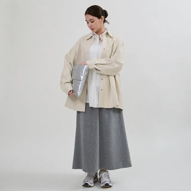 【M：MINb】不挑身形全腰鬆緊直筒長裙(灰色/中大尺碼女裝/大尺碼女裝/XL女裝/下著/裙子)