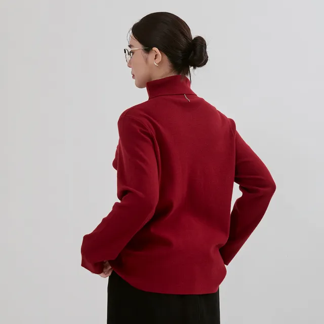 【M：MINb】高領寬鬆不勒脖針織上衣(深紅/中大尺碼女裝/XL女裝/女裝/肉肉女穿搭/長袖/針織)