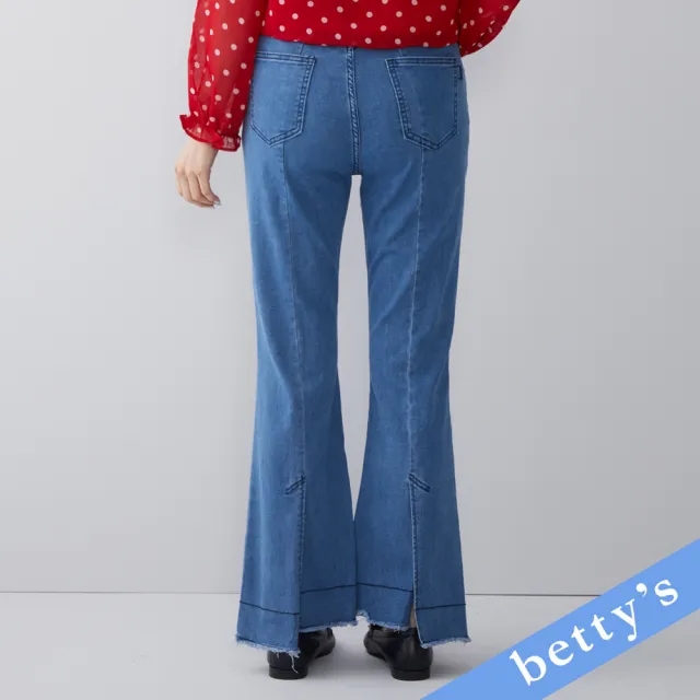 【betty’s 貝蒂思】小喇叭褲口鬚鬚牛仔褲(牛仔藍)