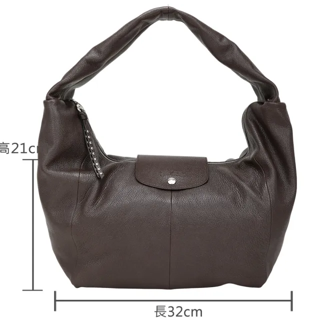 【LONGCHAMP】LONGCHAMP Le Pliage Xtra L 奔馬烙印山羊皮半月包-摩卡色