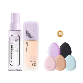 【MAYBELLINE 媚比琳】裸霧光持久水粉底x超持久極細雙效定妝噴霧(#小方胖)