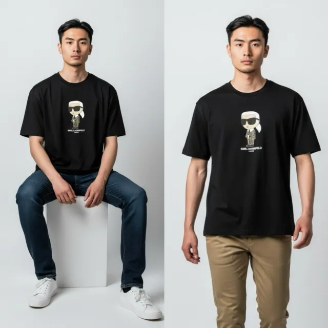 【KARL LAGERFELD 卡爾】幾何格紋 KARL 短t 拉格斐 LAGERFELD西裝卡爾 老佛爺 純棉 圓領 短袖 T恤 @1734EO5