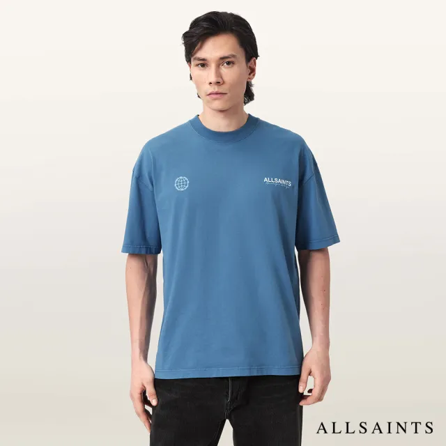 【ALLSAINTS】EMBLEM 純棉LOGO短袖T恤-藍 M006PE(寬鬆版型)