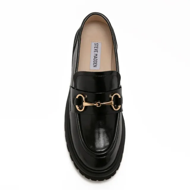 【steve madden】經典素面馬銜釦樂福鞋 TWIZA(鏡黑色)