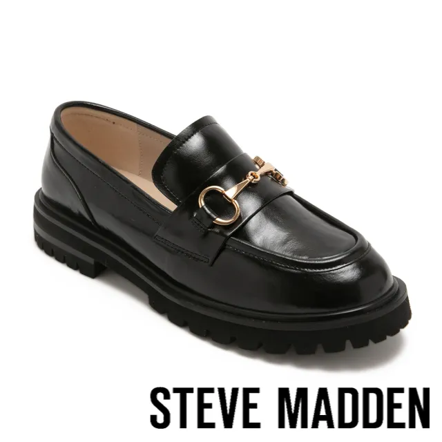 【steve madden】經典素面馬銜釦樂福鞋 TWIZA(鏡黑色)