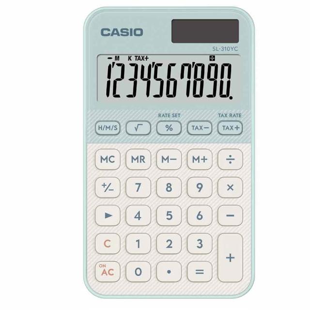 【CASIO 卡西歐】10位元色彩繽紛MINI款糖果計算機-煙燻綠(SL-310YC-LG)