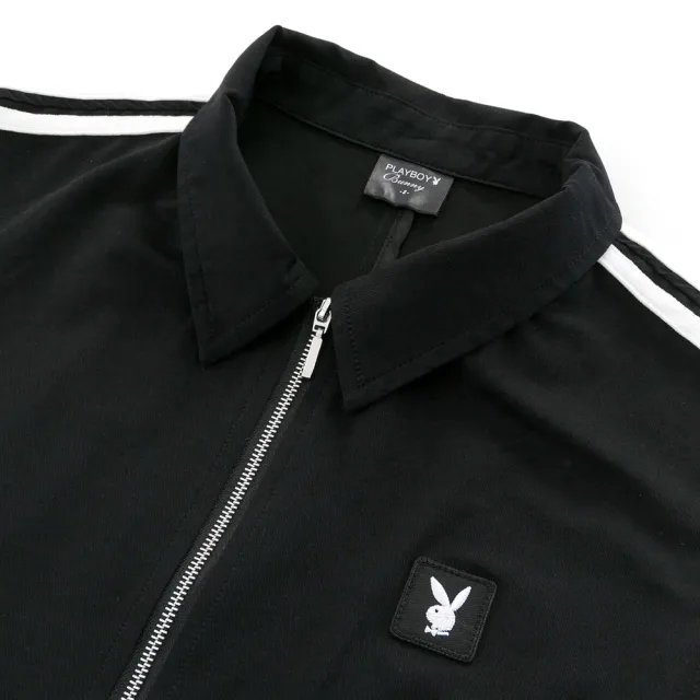 【PLAYBOY】黑白流線涼感拉鍊背心 - 黑色