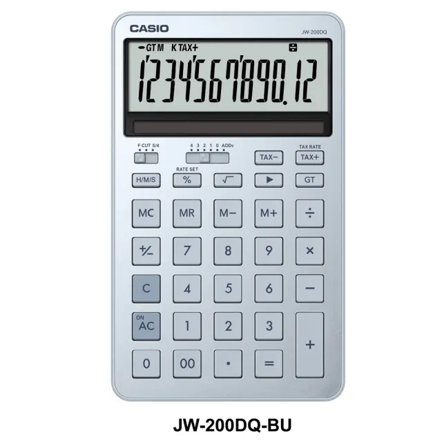 【CASIO 卡西歐】12位元閃耀時尚桌上型曜石計算機-冰霜藍(JW-200DQ-BU)