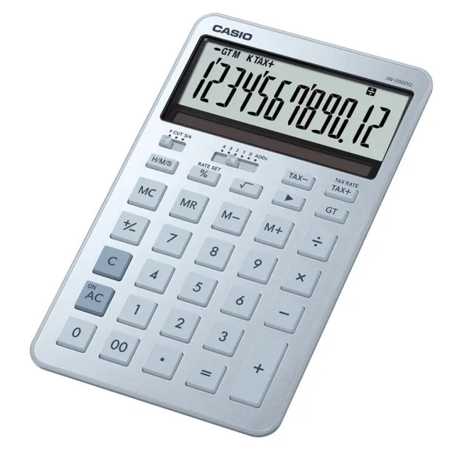 【CASIO 卡西歐】12位元閃耀時尚桌上型曜石計算機-冰霜藍(JW-200DQ-BU)