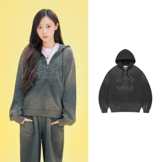 【Wacky WiLLY】官方旗艦館 女款大LILY Logo水洗連帽外套(WMS連帽外套 GISELLE同款 深灰色)
