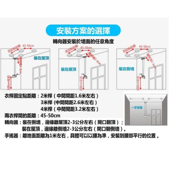 雙桿式升降曬衣架-不含桿 雙孔手搖式升降曬衣架(手搖式升降晾衣架贈防風勾20個)