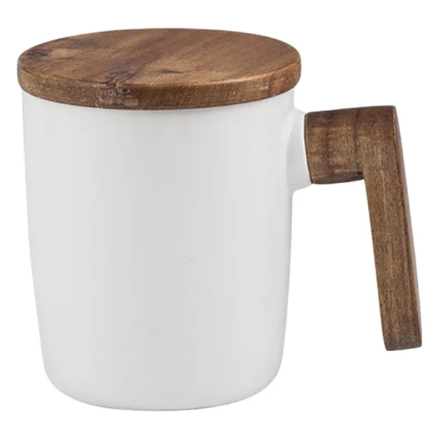 【LIFE SHOP】北歐風原木杯蓋陶瓷馬克杯 咖啡杯 紅茶杯 泡茶杯 馬克杯 交換禮物