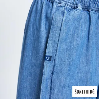 【SOMETHING】女裝 NEO FIT涼爽開衩直筒牛仔褲(中古藍)