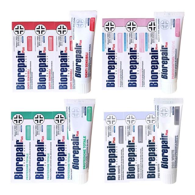 【Biorepair 貝利達】加強型牙膏75mlX6入組 全效/抗敏/護齦/亮白 四款任選(平行輸入)