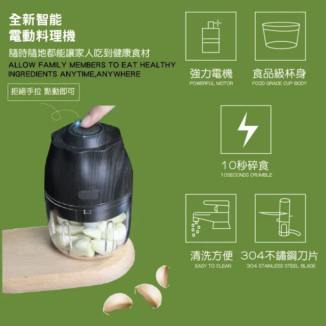 MOREJIA 食物調理機  絞碎 USB無線調理機 絞肉機 搗蒜器 食物料理機 (蒜泥器 輔食料理器 碎菜)