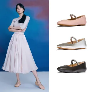 【FitFlop】DELICATO 珍珠水鑽皮革芭蕾舞平底鞋 宋慧喬同款-女(三色)