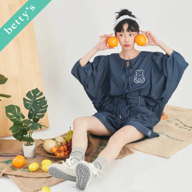 【betty’s 貝蒂思】鬆緊抽繩短褲(深藍色)