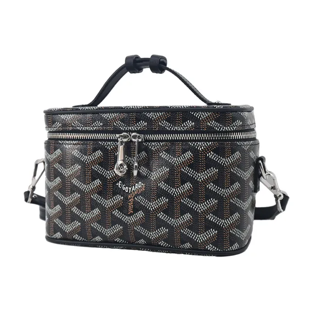 【GOYARD 高雅德】MUSE 塗料帆布斜背化妝包-迷你/黑