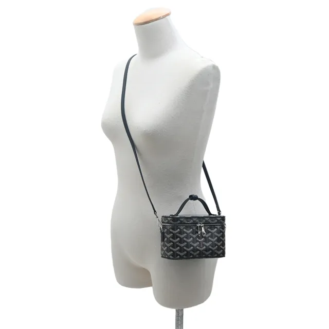 【GOYARD 高雅德】MUSE 塗料帆布斜背化妝包-迷你/黑