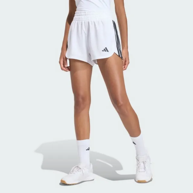 【adidas 愛迪達】運動 休閒 短褲 短袖 女褲 PACER HIGH W (KD7324)