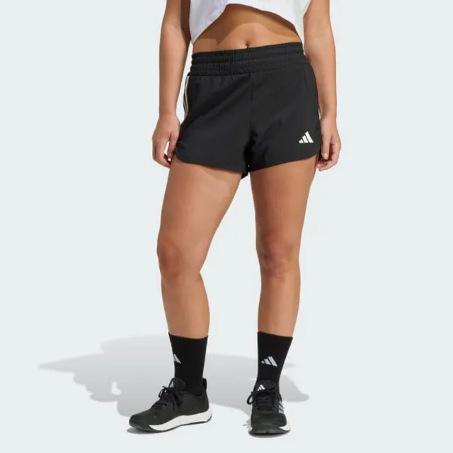 【adidas 愛迪達】運動 休閒 短褲 短袖 女褲 PACER HIGH W (KD7318)