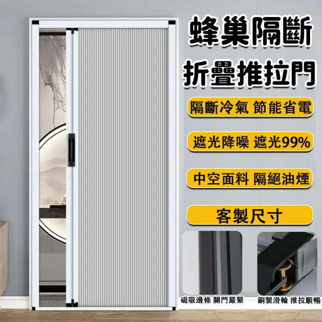 【歐德沐】蜂巢隔斷折疊推拉門 客製尺寸 遮光降噪 隔絕油煙  隔斷門 隱形推拉門 遮陽門簾 門簾 預購15天