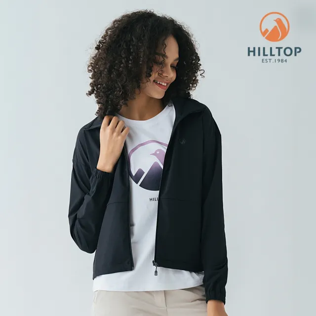 【Hilltop 山頂鳥】超潑水抗UV彈性外套 女款 黑｜PS02XFH2ECA0