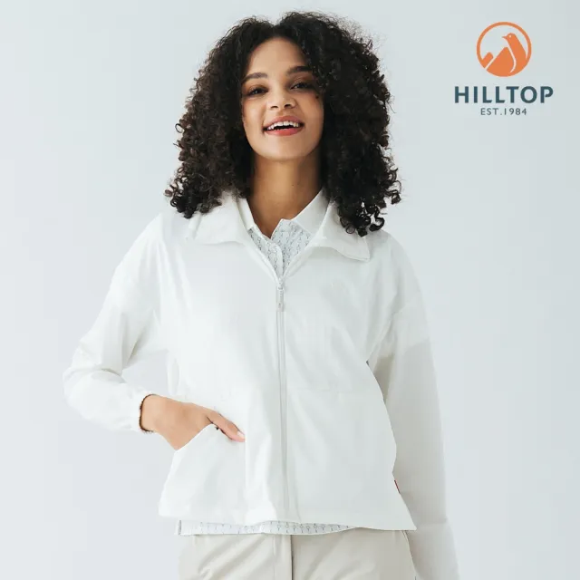【Hilltop 山頂鳥】超潑水抗UV彈性外套 女款 白｜PS02XFH2ECB0