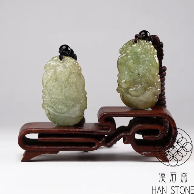 【漢石齋】天然翡翠A貨 生肖玉佩吊墜 帶黃翡種(23*35*4mm以上)