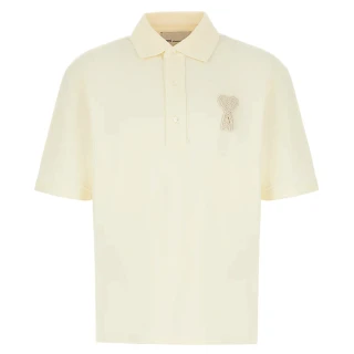 【AMI PARIS】春夏新款 男女同款 品牌LOGO 寬鬆版短袖POLO衫-奶油白色(XXS號、XS號、S號、M號、L號、XL號)