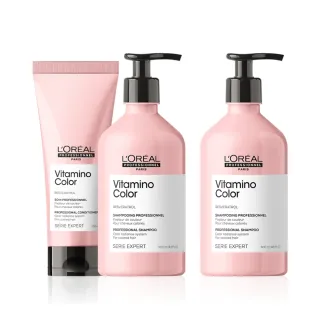 【L’OREAL 巴黎萊雅PRO】絲漾博飽和護色洗潤組(洗髮精500ml+護髮乳200ml/染後持色/護色/光澤)