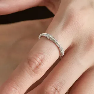 【鉅曜】18K金 60分滿鑽莫比烏斯環繞輕奢精品鑽戒 白金色 培育鑽石 鑽石戒指