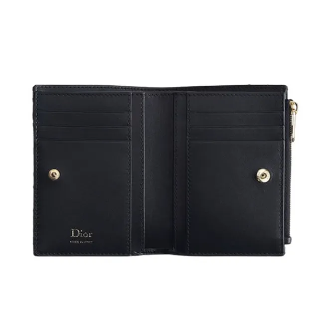 【Dior 迪奧】Oblique Bow Dahlia 蝴蝶結 緹花 錢包 卡夾 皮夾 短夾 藍色 S2503OUQY.M928