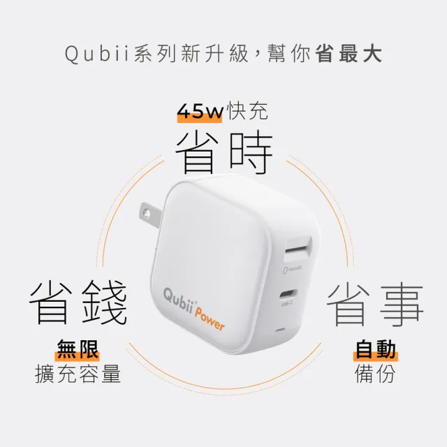 【Maktar】Qubii Power手機備份 充電自動備份 256G組(含品牌256G記憶卡/ios iphone/Android 手機備份)