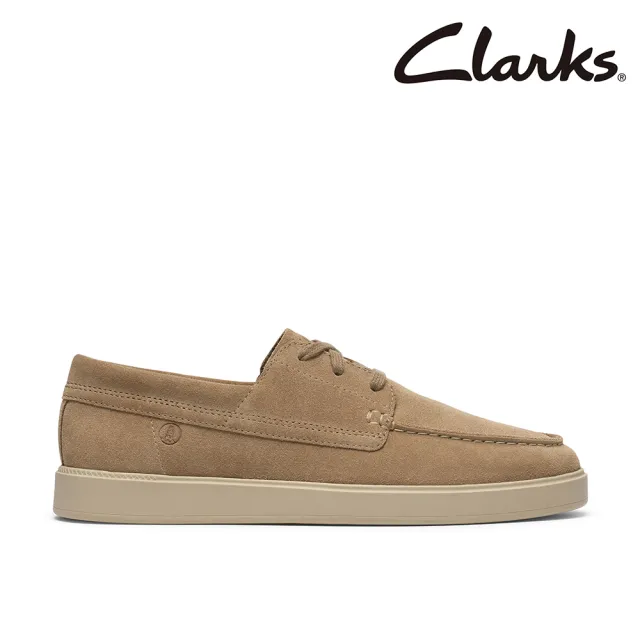【Clarks】男鞋 Lockford Boat真皮時尚舒適船型鞋 帆船鞋 休閒鞋(深沙色)(CLM86187C)