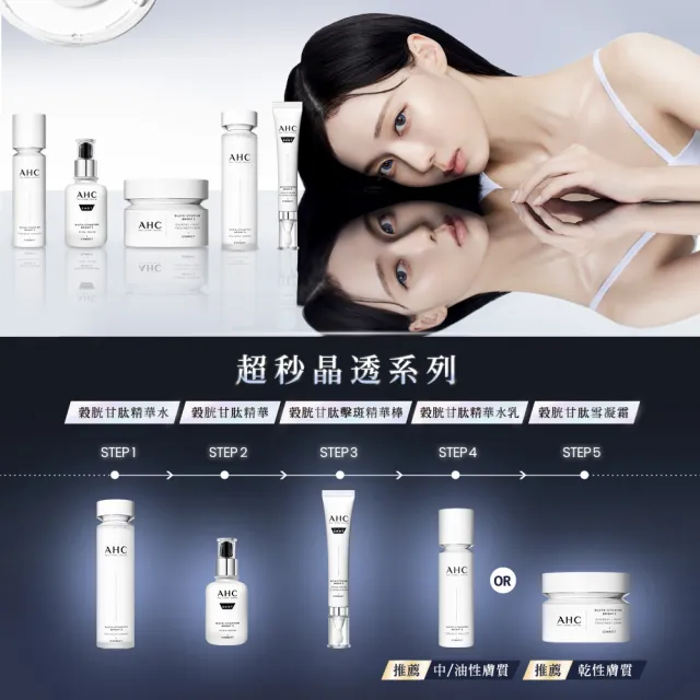 【AHC】醫美科研超秒晶透穀胱甘透亮組_精華水乳100ml+淡斑精華40ml(淡斑/晶透)