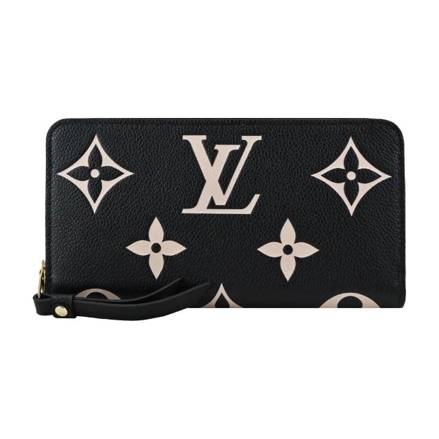 【Louis Vuitton 路易威登】M80481 雙色Monogram Empreinte皮革拉鍊長夾(黑色)