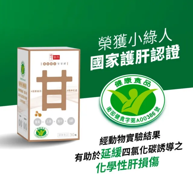 【享食尚】黃金組合甘甘好 3盒(共90粒) 星座國師推薦 健字號護肝認證(黃鐙輝/白蔘護肝/薑黃/馬卡/B群)