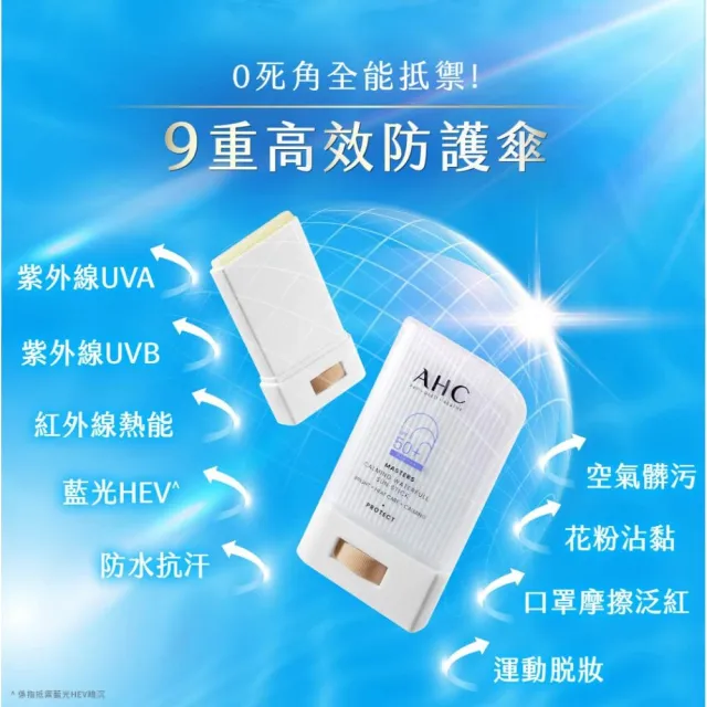 【AHC】9重全護爆水舒緩防曬棒22G SPF50+ PA++++(海洋友善/小白傘/戶外防水抗汗)