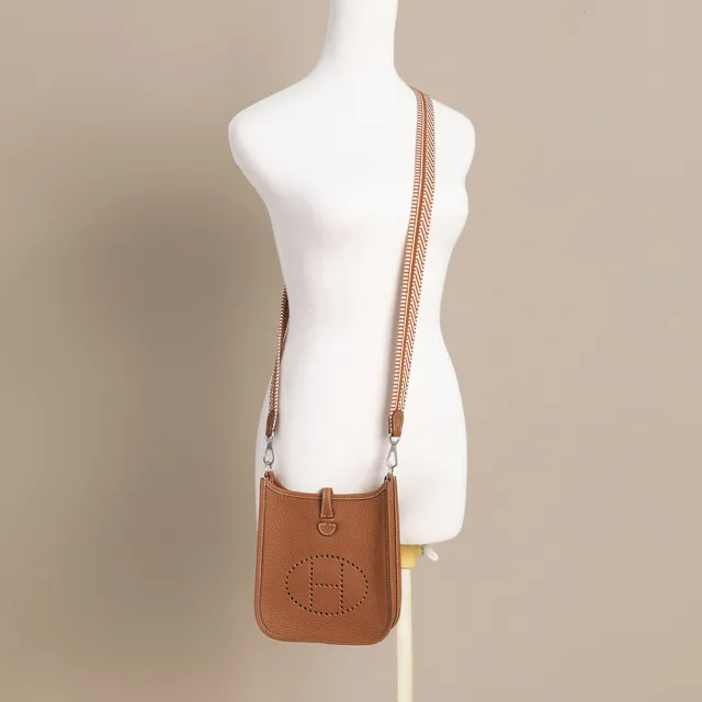 【Hermes 愛馬仕】Evelyne 16 Amazone(金棕/銀扣/Cavale 帆布肩帶)