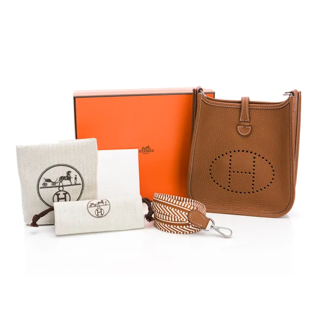 【Hermes 愛馬仕】Evelyne 16 Amazone(金棕/銀扣/Cavale 帆布肩帶)