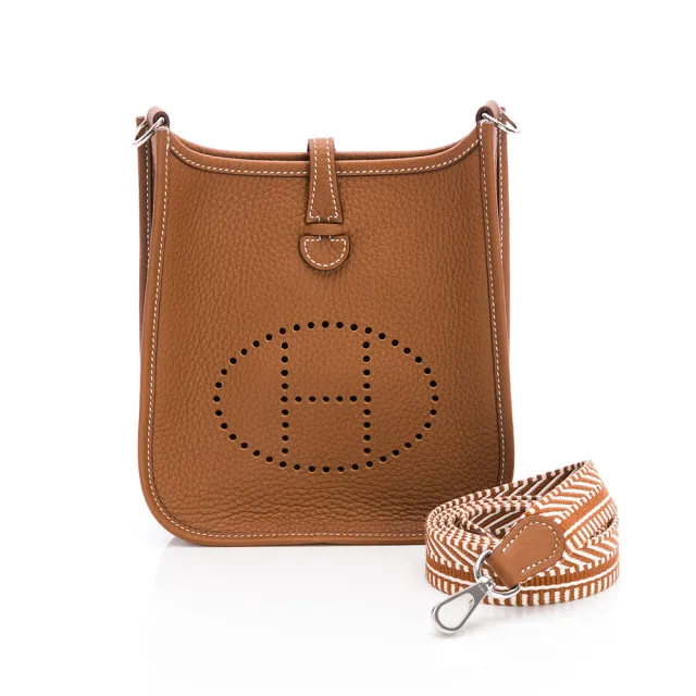 【Hermes 愛馬仕】Evelyne 16 Amazone(金棕/銀扣/Cavale 帆布肩帶)