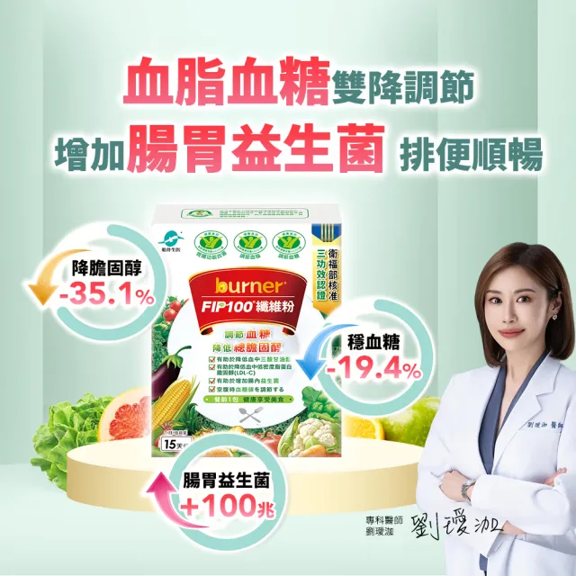 【funcare 船井生醫】FIP100纖維粉2盒-共30包(三功效健康食品-調節血脂/血糖、胃腸功能改善)
