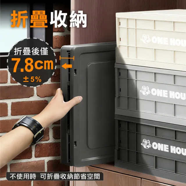 【ONE HOUSE】23L 47寬藤原工業風折疊收納箱-矮款4入(整理箱 收納盒 收納櫃 折疊箱)