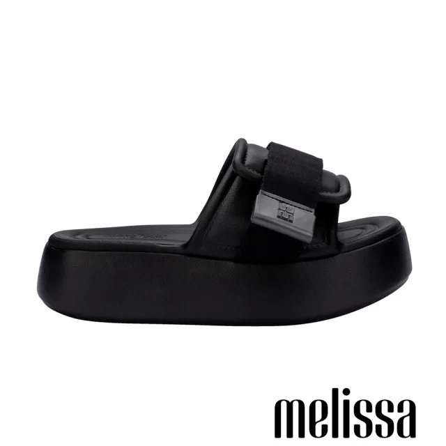 【Melissa】雲朵寬帶厚底拖鞋(黑色) 防潑水